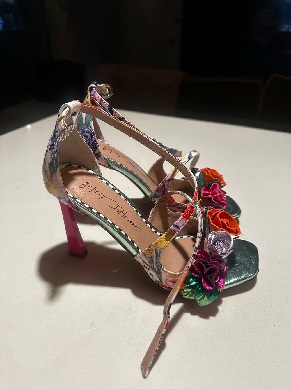 Betsey Johnson Floral Multicolor Rose Embellished Heel - Pink/Green - Picture 3 of 5